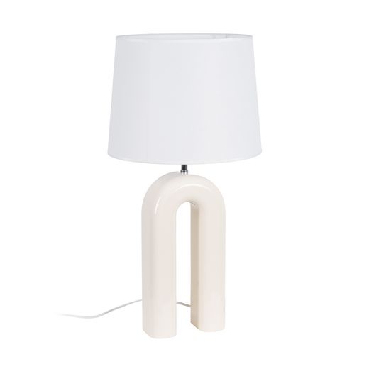 Cream lacquered MDF table lamp, lighting, 37.50 x 37.50 x 70