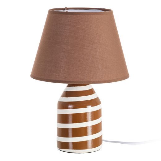 Brown ceramic-fabric table lamp 22 x 22 x 31 cm