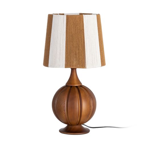 Brown fabric-wood table lamp 24 x 24 x 47.50 cm