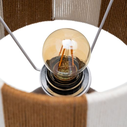 Brown fabric-wood table lamp 24 x 24 x 47.50 cm