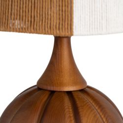 Brown fabric-wood table lamp 24 x 24 x 47.50 cm