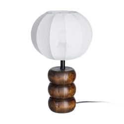 Brown fabric-wood table lamp 25 x 25 x 39.50 cm