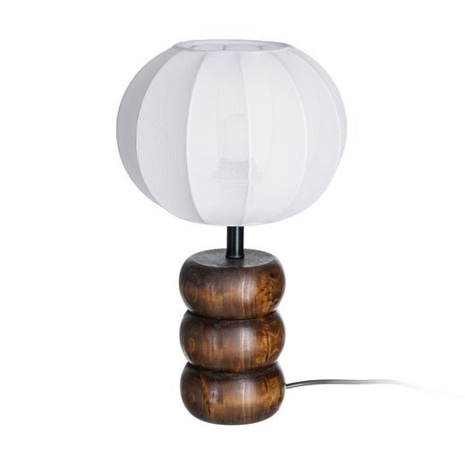 Brown fabric-wood table lamp 25 x 25 x 39.50 cm