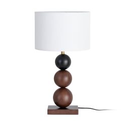 Brown fabric-wood table lamp 27 x 27 x 50 cm