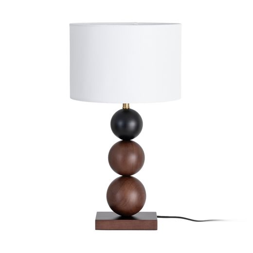 Brown fabric-wood table lamp 27 x 27 x 50 cm