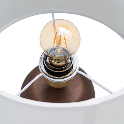 Brown fabric-wood table lamp 27 x 27 x 50 cm