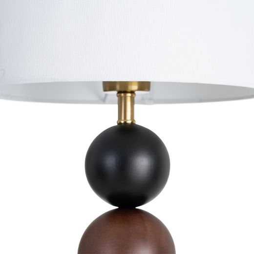Brown fabric-wood table lamp 27 x 27 x 50 cm