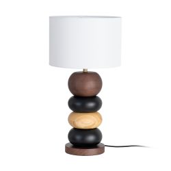 Brown fabric-wood table lamp 27 x 27 x 50 cm