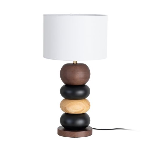 Brown fabric-wood table lamp 27 x 27 x 50 cm