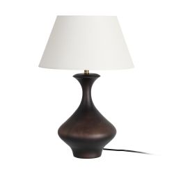 Brown fabric-wood table lamp 34 x 34 x 50 cm