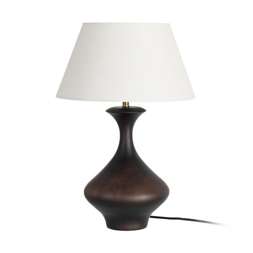 Brown fabric-wood table lamp 34 x 34 x 50 cm