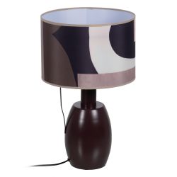 Brown fabric-metal table lamp 30 x 30 x 49 cm