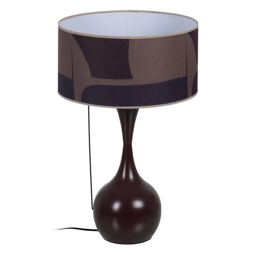 Brown fabric-metal table lamp 40 x 40 x 64 cm