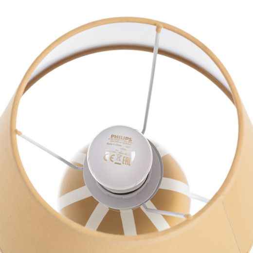 Mustard-colored ceramic-fabric table lamp, 22 x 22 x 30 cm