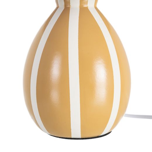 Mustard-colored ceramic-fabric table lamp, 22 x 22 x 30 cm