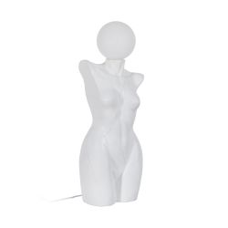 White resin table lamp for women, 26.50 x 21 x 70.50 cm