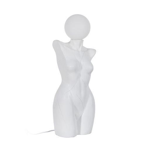 White resin table lamp for women, 26.50 x 21 x 70.50 cm