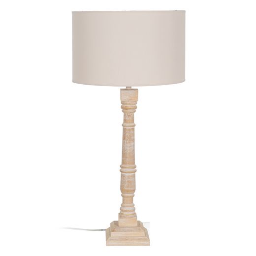 Natural wood/fabric table lamp 40 x 40 x 82.50 cm