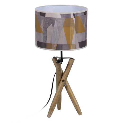 Natural fabric-wood table lamp 25 x 25 x 54 cm