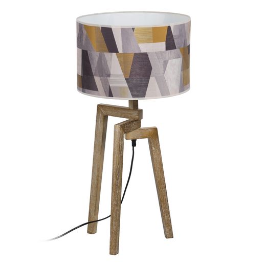 Natural fabric-wood table lamp 33 x 33 x 67 cm