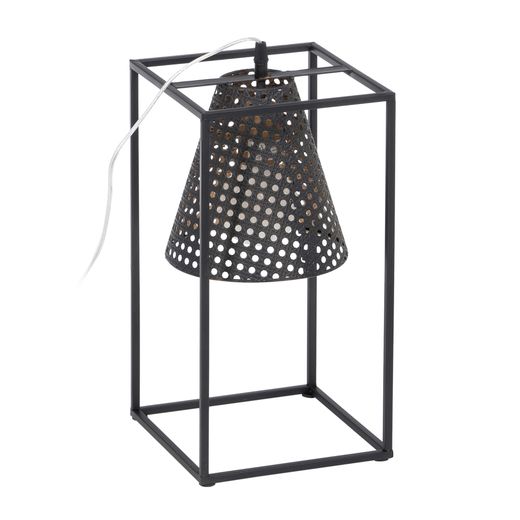 Black and gold metal table lamp, lighting, 20 x 20 x 42 cm