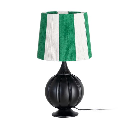 Black fabric-wood table lamp 24 x 24 x 47.50 cm