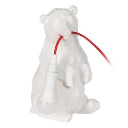 White polyresin bear table lamp 16 x 15 x 25 cm