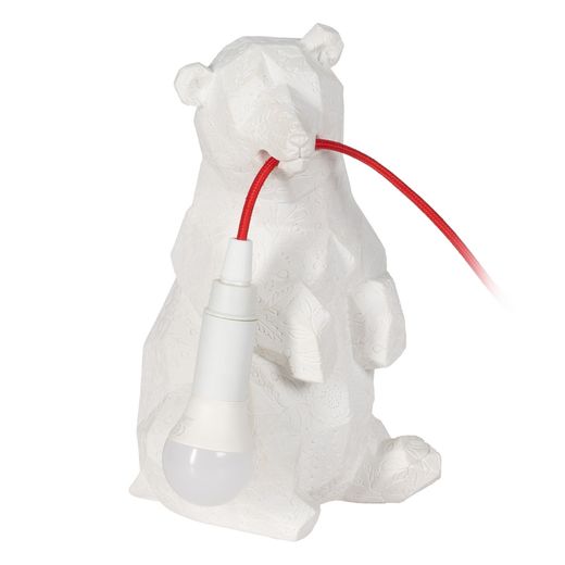 White polyresin bear table lamp 16 x 15 x 25 cm