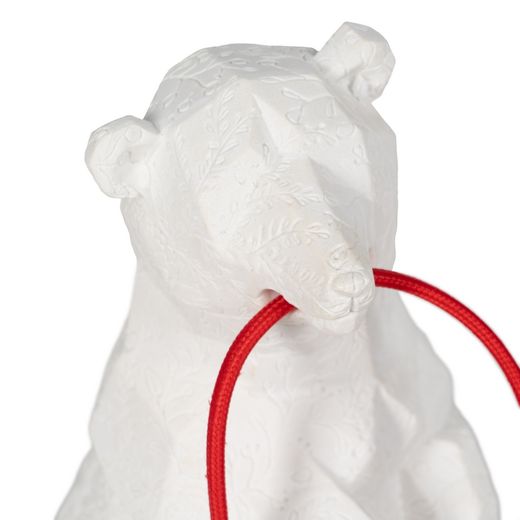 White polyresin bear table lamp 16 x 15 x 25 cm