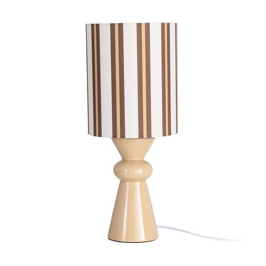 Beige striped ceramic table lamp 18 x 18 x 43 cm