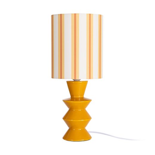 Ceramic mustard striped table lamp 18 x 18 x 44 cm