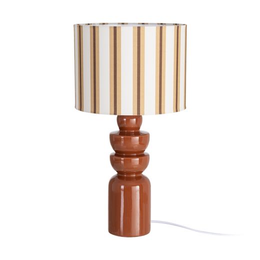 Terracotta ceramic striped table lamp 25 x 25 x 47 cm