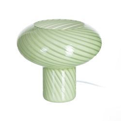 Green and white glass table lamp, 25 x 25 x 22 cm