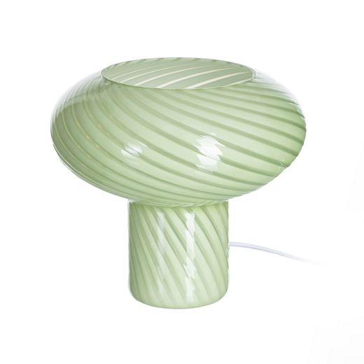 Green and white glass table lamp, 25 x 25 x 22 cm