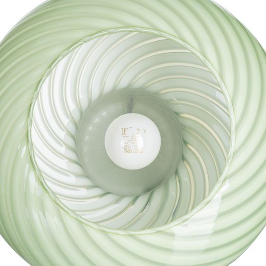 Green and white glass table lamp, 25 x 25 x 22 cm