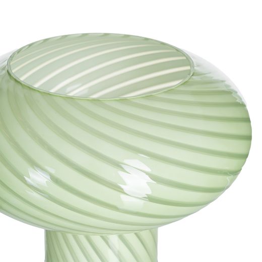 Green and white glass table lamp, 25 x 25 x 22 cm