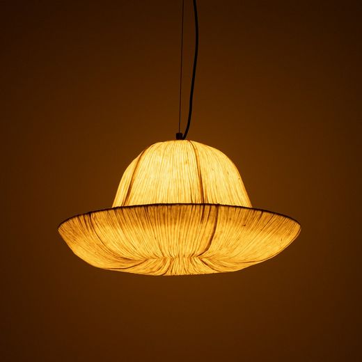 Beige paper-metal ceiling lamp 62.50 x 62.50 x 20 cm