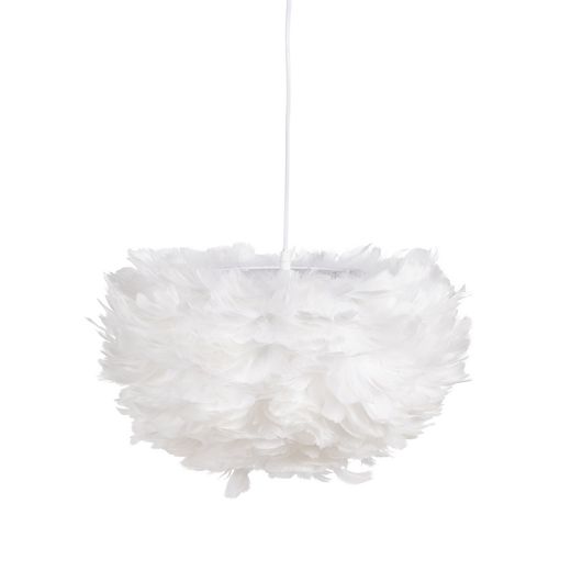 White and gold ceiling lamp with feathers, 40 x 40 x 25 cm
