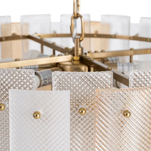Champagnerfarbene Kristall-Deckenleuchte 64 x 64 x 53,50 cm