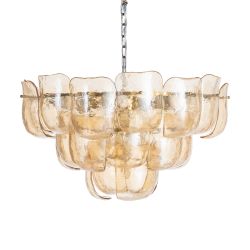Champagnerfarbene Kristall-Deckenleuchte 75 x 75 x 44 cm