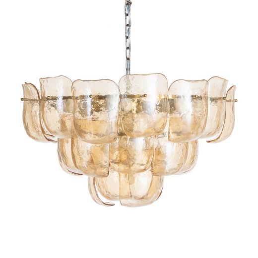 Champagnerfarbene Kristall-Deckenleuchte 75 x 75 x 44 cm