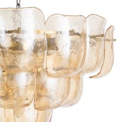 Champagnerfarbene Kristall-Deckenleuchte 75 x 75 x 44 cm