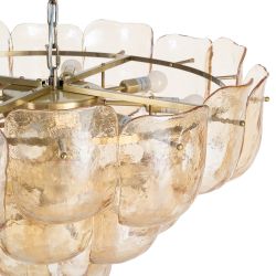 Champagnerfarbene Kristall-Deckenleuchte 75 x 75 x 44 cm