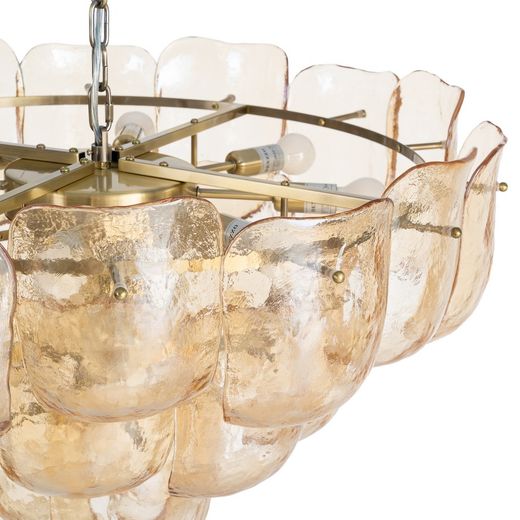 Champagnerfarbene Kristall-Deckenleuchte 75 x 75 x 44 cm