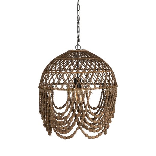 Ceiling lamp with natural beads, 47 x 47 x 52 cm