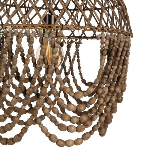 Ceiling lamp with natural beads, 47 x 47 x 52 cm