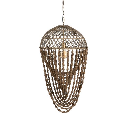 Ceiling lamp with natural beads, 47 x 47 x 88 cm