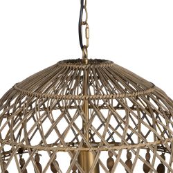 Ceiling lamp with natural beads, 47 x 47 x 88 cm