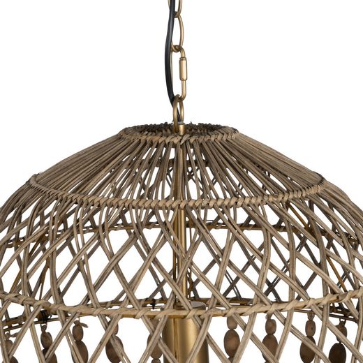 Ceiling lamp with natural beads, 47 x 47 x 88 cm