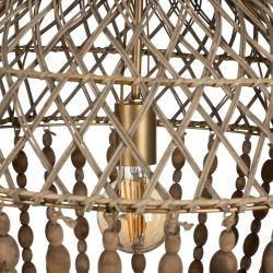 Ceiling lamp with natural beads, 47 x 47 x 88 cm